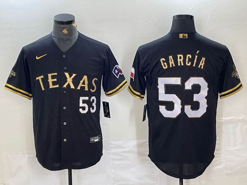 Men's Texas Rangers Adolis Garcia #53 Black Team Jersey